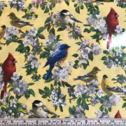 Songbirds, birds on yellow b/g by Cranston