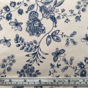 Navy floral with butterflies on beige b/g #45945/T