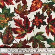Fall Leaves - printed under license by David Textiles Inc., #AG-9113-9B, autumn leaves on cream b/g
