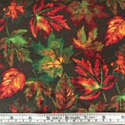 Fall Leaves - printed under license by David Textiles Inc., #AG-9113-9B, autumn leaves on chocolate b/g
