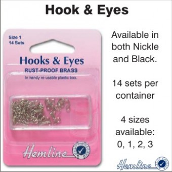 Hooks & Eyes - Nickle - Size 1