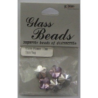 Bead - Glass Flower 13mm 5pcs/bag