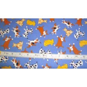 Choo Choo Puppy on blue b/g by Timeless Treasures Choo Choo Puppy on blue b/g by Timeless Treasures