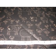 Farm animals, gold on black b/g by Timeless Treasures #7745 Farm animals, gold on black b/g by Timeless Treasures #7745