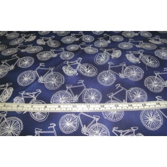 Bicycles (white) on dark blue b/g by Timeless Treasures C1900