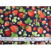 "Just Dessert", Strawberries on navy b/g by Nutex "Just Dessert", Strawberries on navy b/g by Nutex