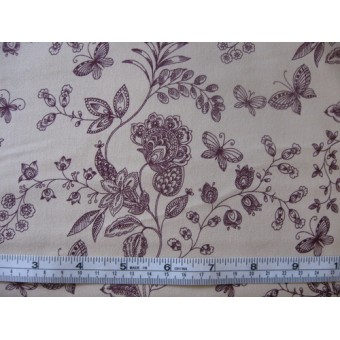 Burgundy floral with butterflies on beige b/g #45945/T