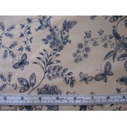 Navy floral with butterflies on beige b/g #45945/T Navy floral with butterflies on beige b/g #45945/T