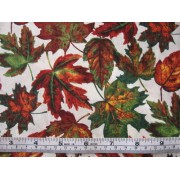 Fall Leaves - printed under license by David Textiles Inc., #AG-9113-9B, autumn leaves on cream b/g Fall Leaves - printed under license by David Textiles Inc., #AG-9113-9B, autumn leaves on cream b/g