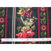 Carmen by Timeless Treasures, floral stripe on black b/g, CARMEN-C5113 Carmen by Timeless Treasures, floral stripe on black b/g, CARMEN-C5113
